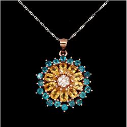 Natural Brazil Blue Apatite & Citrine Pendant