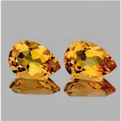 Natural Golden Yellow Citrine Pair 15x10 MM{Flawless}