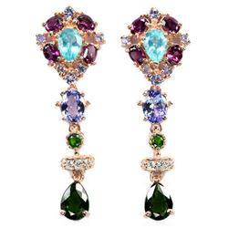 NATURAL CHROME DIOPSIDE TANZANITE APATITE Earring