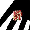 Image 3 : Natural Red Coral Emerald Sapphire Ring
