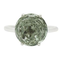 NATURAL HAND CARVED GREEN AMETHYST RING