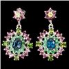 Image 1 : Natural London Blue Topaz Emerald Peridot Earrings