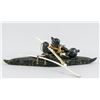 Image 2 : Inuit Stone Carved Man in Kayak Signed Ricky Jaw