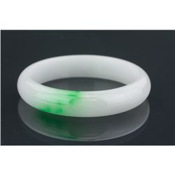 Chinese Green & White Jadeite Bangle