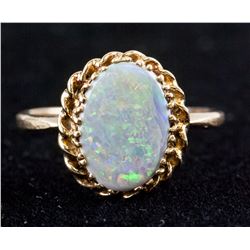 14K Gold Oval Shaped Opal Ring