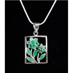 Chinese Green Jade Flower Necklace