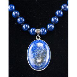 Chinese Lapis Pendant and Necklace
