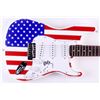 Image 1 : Willie Nelson Signed American Flag Electric Guitar (PSA COA)