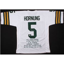 Paul Hornung Signed Career Highlight Stat Jersey (JSA COA)