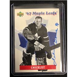 JOHNNY BOWER SIGNED UPPER DECK CHECKLIST '67 LEAFS HOCKEY CARD