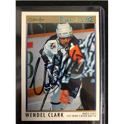 WENDEL CLARK SIGNED 1992 O-PEE-CHEE PREMIERE HOCKEY CARD