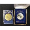 Image 2 : EXPO 86 OFFICIAL MEDALLION LOT (999 FINE SILVER...)