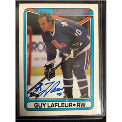 GUY LAFLEUR SIGNED VINTAGE TOPPS HOCKEY CARD