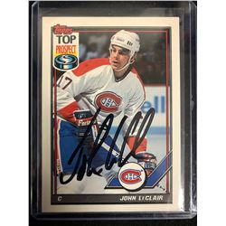 JOHN LeCLAIR SIGNED TOPPS TOP PROSPECT HOCKEY CARD