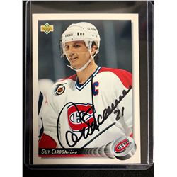 GUY CARBONNEAU SIGNED 1992-93 UPPER DECK HOCKEY CARD