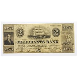 1857 $2 MERCHANTS BANK NEWBURYPORT, MASS.