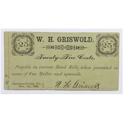 UNLISTED 1862 .25 CIVIL WAR SCRIP