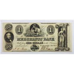 1852 MERCHANTS BANK $1 WASH., DC