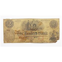 1858 $2 TRADERS BANK SEATED $ VIGNETTE