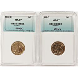 (2) 1938-D BUFFALO NICKELS