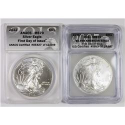 2013 AND 2007 AMERICAN SILVER EAGLES