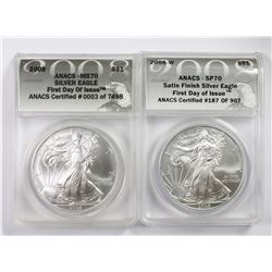 2008-W AND 2008 AMERICAN SILVER EAGLES