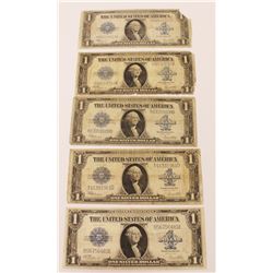 5 PCS 1923 $1.00 SILVER CERTIFCATES