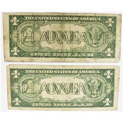 TWO PCS 1935-A HAWAII $1.00 SILVER CERTIFICATES