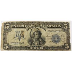 1899 $5.00 SILVER CERTIFICATE INDIAN CHIEF