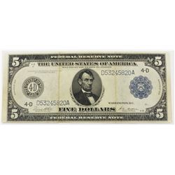 1914 $5.00 FEDERAL RESERVE NOTE