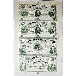 1860'S VIRGINIA TRADERS BANK PROOF SHEET