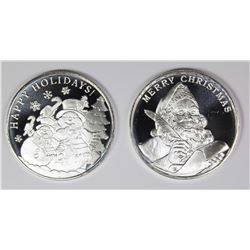 (2) DIFFERENT 2019 CHRISTMAS  SILVER ROUNDS