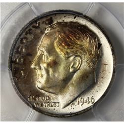 1946 ROOSEVELT DIME PCGS MS67