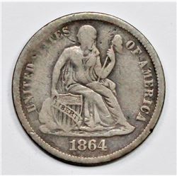 1864-S SEATED DIME