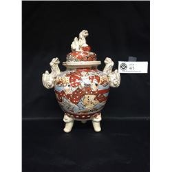 Asian Bowl with Lid and 3 Legs. 7" x 8.5"