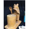 Image 2 : Wooden Honey Bear with Honey Pot and An Old Squire Canadian Tobacco Tin.