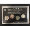 Image 2 : Quarters of the 20th Century, 1918,1946,1965 and 1968. 3 Silver Quarters All in a Case/Holder