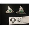 Image 1 : 2 Silver Tips with Green Stones for Leather Belt Ends