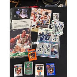 Sports Card Lot and Autographed Photo with COA. Unopened Packs