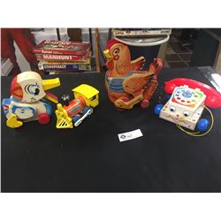 Vintage Fisher Price Lot. Walking Duck, Rooster, Train, Telephone