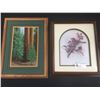 Image 1 : 2 Framed Pieces of Art. Paper Tole Birds in a Tree 13 x 15 and Needle Point Trees  13 x 17