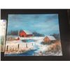 Image 2 : 2 Paintings Only 1 is Signed. T. Loie " Field of Flowers" 16 x12 and Farm in the Snow " 20 x 16