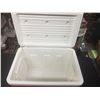 Image 2 : Vintage Orange Cooler with Chevron on the Front. 20" x 13" x 12"