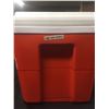 Image 4 : Vintage Orange Cooler with Chevron on the Front. 20" x 13" x 12"