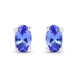 0.48 Carat Genuine Tanzanite 14K White Gold Earrings