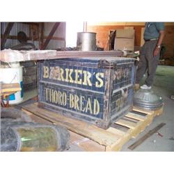 ANTIQUE ORIGINAL BARKER'S BREAD BOX.