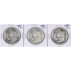 Lot of (3) 1881-S $1 Morgan Silver Dollar Coins