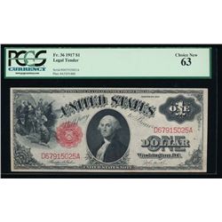 1917 $1 Legal Tender Note PCGS 63