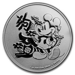 2018 $2 Disney Lunar Year of the Dog Niue Silver Coin