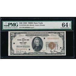 1929 $20 New York Federal Reserve Bank Note PMG 64EPQ